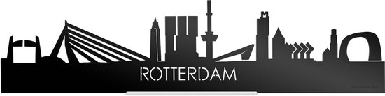 Standing Skyline Rotterdam Zwart Glanzend - 40 cm - Woon decoratie om neer te zetten en om op te hangen - Meer steden beschikbaar - Cadeau voor hem - Cadeau voor haar - Jubileum - Verjaardag - Housewarming - Aandenken aan stad - WoodWideCities