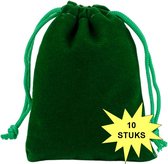 Fako Bijoux® - Fluweel Cadeau Zakjes - Velours - 7x9cm - Donkergroen - 10 Stuks