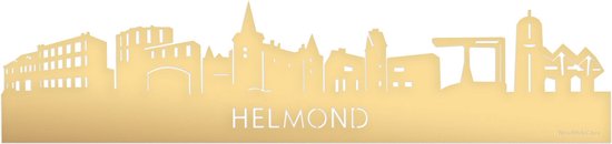 Skyline Helmond Goud Metallic - 80 cm - Woondecoratie - Wanddecoratie - Meer steden beschikbaar - Woonkamer idee - City Art - Steden kunst - Cadeau voor hem - Cadeau voor haar - Jubileum - Trouwerij - WoodWideCities