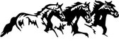 autosticker rennende paarden zwart paardenliefde trailersticker muursticker 20x15