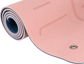 Yoga Mat - Fitness Mat Blauw/Perzik - Sport mat - TPE - Anti slip en eco - Body Line - Met draagriem