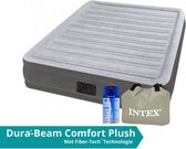 Intex Comfort Plush - Luchtbed - 2 Persoons - Inclusief Ingebouwde Motorpomp en Draagtas - 203x152x33 cm - PVC - Lichtgrijs