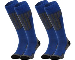 NOMAD® Skisokken Essential 2-Pack | 43/46 Blauw | Warme sokken Dames / Heren | Lange Huissokken / Wandelen / Sporten | Knie Kousen | Goede vochtafvoer