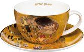 Goebel - Gustav Klimt | Kop en schotel De Kus | Porselein - 15cm - 250ml - met echt goud