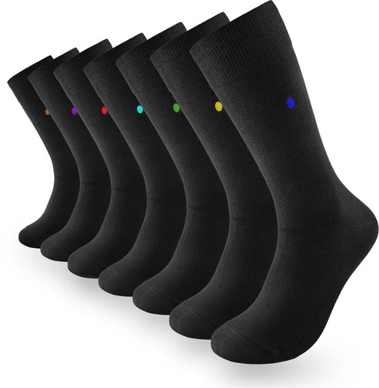 Seven days in Black | 7 paar zwarte sokken - maat:
