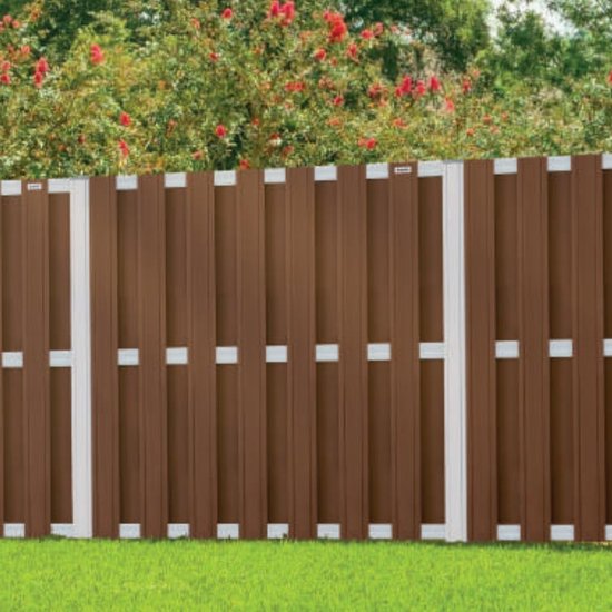 Clôture en composite Design marron foncé avec cadre en aluminium vierge (180 x 180 cm)
