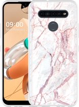 LG K41S Hoesje White Pink Marble - Designed by Cazy