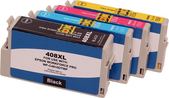 Abc Huismerk Set 4x Inkt Cartridge Geschikt Voor Epson 408xl Workforce Wf C4810dtwf 9374