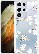 Hoesje geschikt voor Samsung Galaxy S21 Ultra White Bird