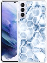 Hoesje Geschikt voor Samsung Galaxy S21 Plus Blue Marble Hexagon
