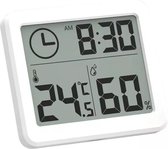 WiseGoods Luxe Hygrometer Met Klok - Thermometer & Luchtvochtigheidsmeter - Wonen - Temperatuurmeter - Incl Batterij - Wit
