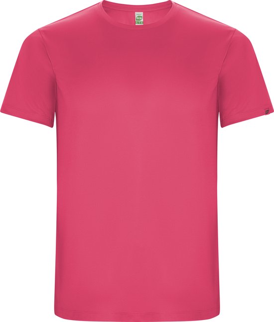 Fluorescent Roze kinder unisex sportshirt korte mouwen 'Imola' merk Roly 4 jaar 98-104