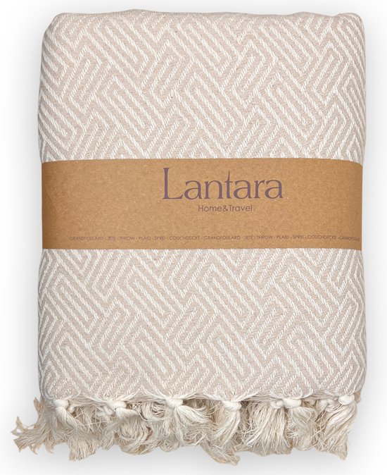 Lantara - Athene - Sprei Grand foulard - Zand Beige - Katoen - 150x250cm