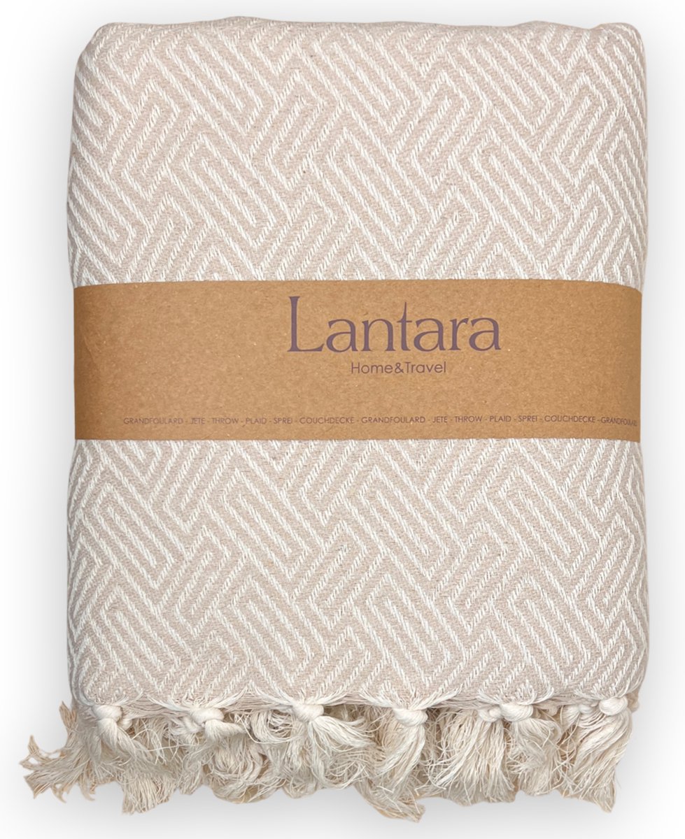 Lantara - Athene - Sprei Grand foulard - Zand Beige - Katoen - 150x250cm - Bedsprei