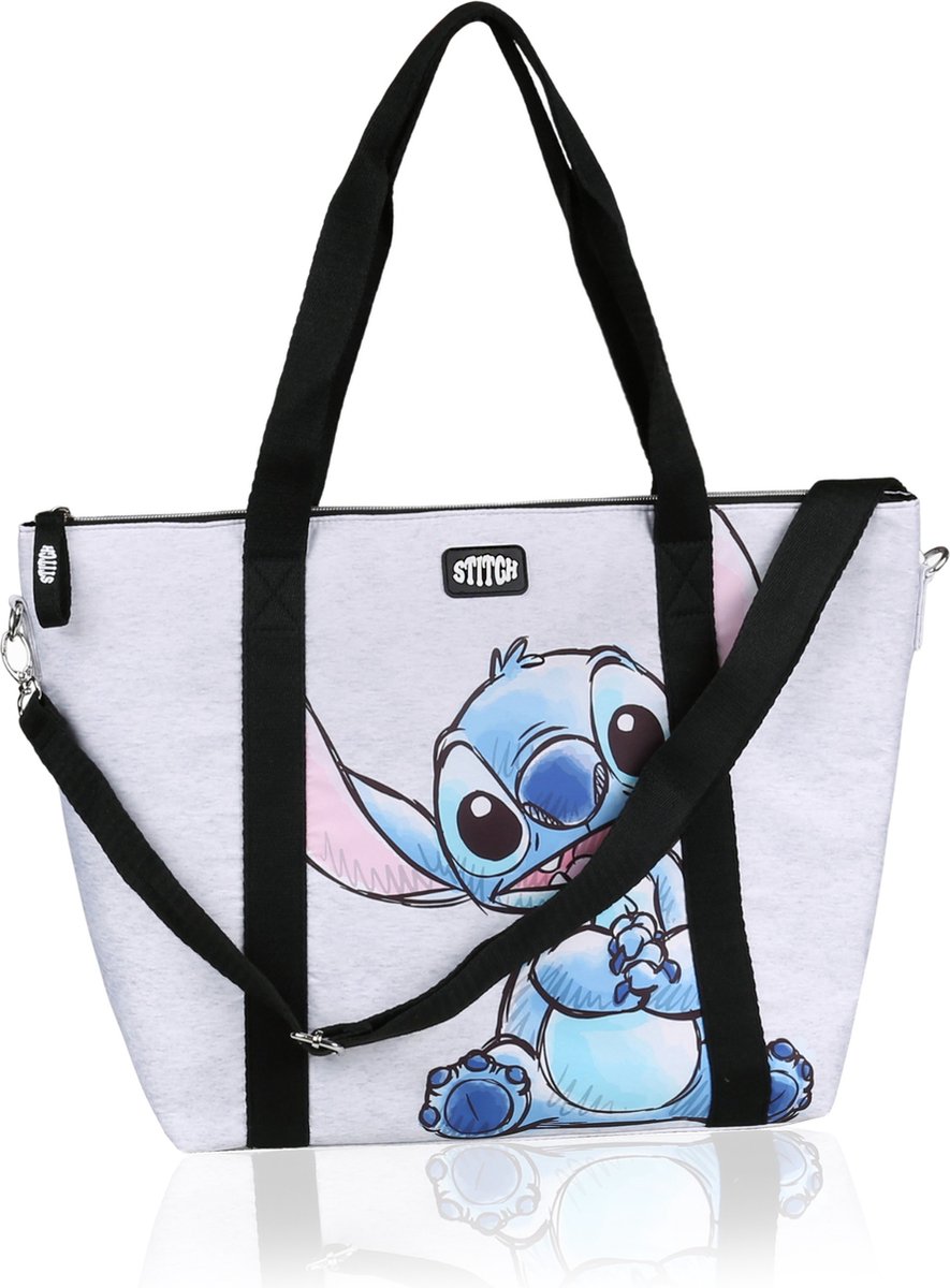 Stitch Disney - Grand sac bandoulière mixte gris, spacieux, 47x32 cm