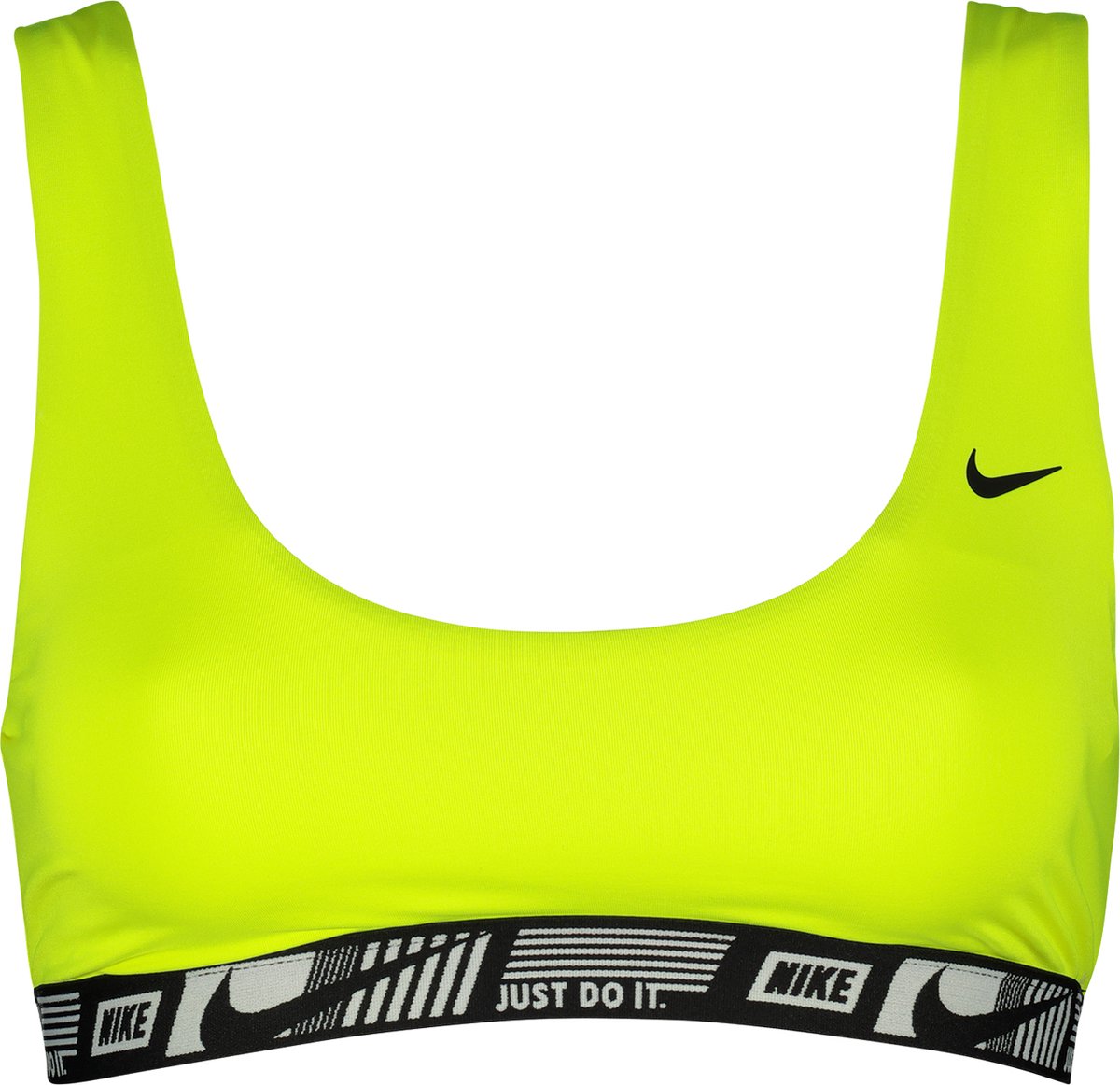 Nike Swim Logo Tape Scoop Neck Bikini Top Women Geel