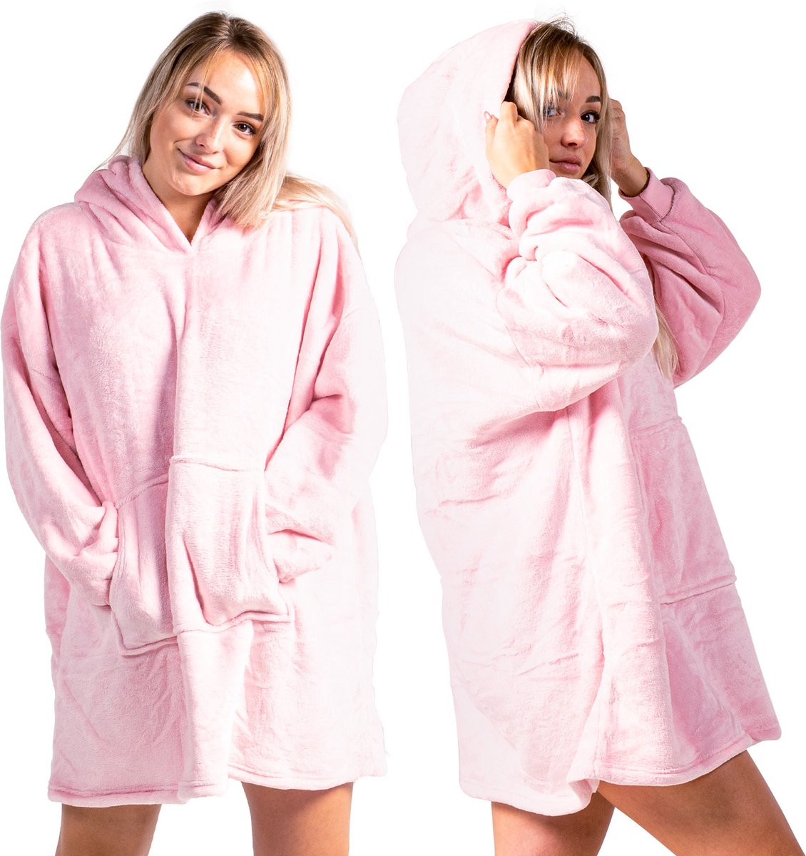 Hoodie deken - Deken met Mouwen - Blanket - Fleece - Plaid - Roze — cadeau in Wonen & Interieur - foto 2