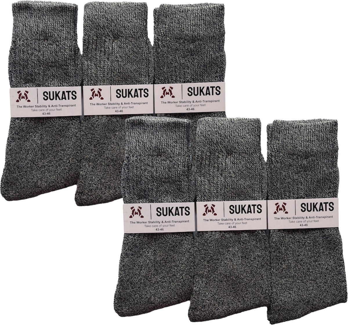 Sukats® Stable Worker - 6 Paar - Noorse Sokken - Noorse Werksokken - Heren - Voordeelverpakking - Maat 43-46