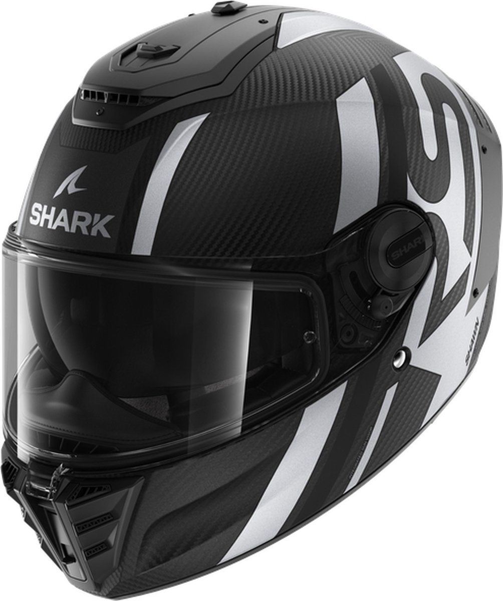 Shark Spartan RS Carbon Shawn Mat Carbon Zwart Zilver DKS Integraalhelm M