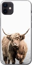 Geschikt voor iPhone 12 mini hoesje - Schotse hooglander - Vacht - Koe - Siliconen Telefoonhoesje
