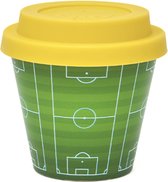 Quy Cup - 90ml Ecologische Reis Beker - Espressobeker “Calcio” met Gele Siliconen deksel