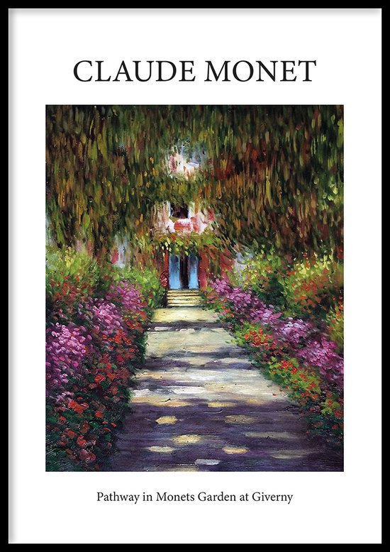 Poster Pathway in Monets Garden - 30x40 cm - Geschilderd door Claude Monet - Schilderkunst - Beroemde Schilder - Exclusief fotolijst - WALLLL