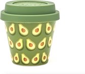 Quy Cup - 90ml Ecologische Reis Beker - Espressobeker “Avo - Avocado” met Groene Siliconen deksel