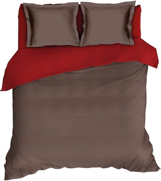 Romanette Comtesse Dekbedovertrek - Tweepersoons - 200x200/220 cm - Bruin/Rood