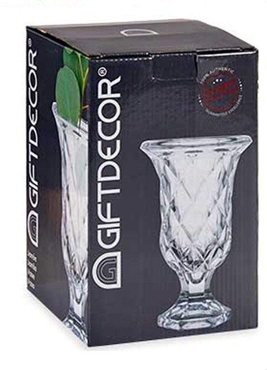 Décor cadeau - Vase fleuri - Rhombus verre transparent - 15 x 24 cm