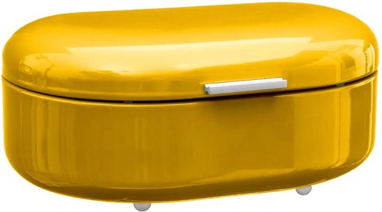 Boîte à pain en métal jaune forme ovale / ronde 40 x 25 x 17 cm