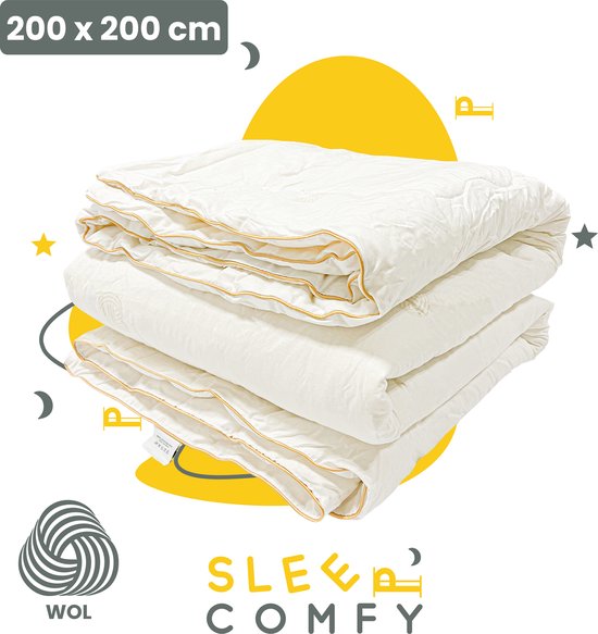 Sleep Comfy - Dekbed en laine Dekbed toute l'année | 200x200 cm - Sommeil d'essai de 30 jours - 100% Zuiver Laine vierge vierge australienne - Dekbed anti-allergique - Lavable - Dekbed d'été et couette d'hiver