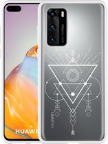 Huawei P40 Hoesje Abstract Moon White Designed by Cazy