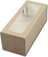 BrandNewCake® Taartdoos - Slof Met Venster - 25x10x9 cm - Taartdoos Karton - Cakedoos - 3 Stuks - Bruin