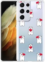 Hoesje Geschikt voor Samsung Galaxy S21 Ultra Lovely Bears
