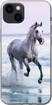 Telefoonhoesje Geschikt voor iPhone 13 hoesje - Paard - Zee - Pastel - Siliconen Telefoonhoesje Telefoonhoesje