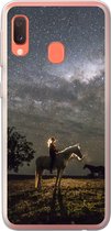 Geschikt voor Samsung Galaxy A20e hoesje - Paard - Vrouw - Sterrenhemel - Siliconen Telefoonhoesje