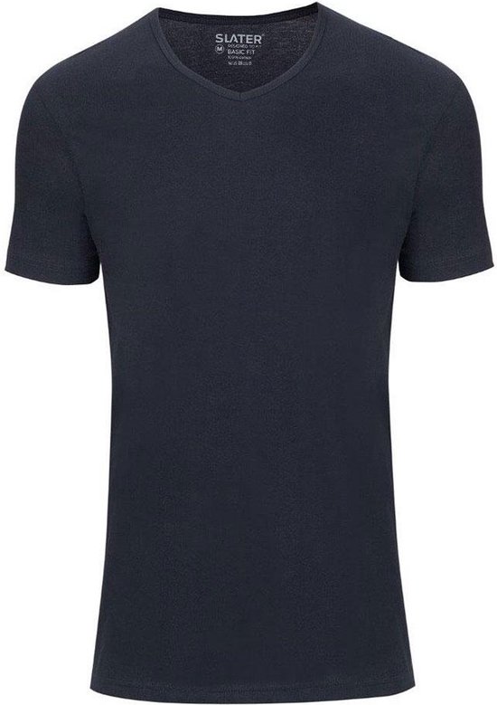 Slater 7810 - Basic Fit Extra Lang 2-pack T-shirt V-hals korte mouw navy XL 100% katoen