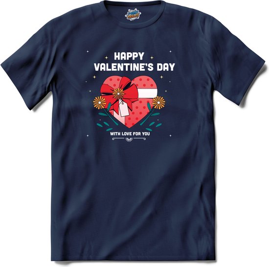 With Love For You | Valentijn - Valentijnsdag - Cadeau - Kado - T-Shirt - Unisex - Navy Blue - Maat 3XL