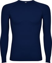 Donker Blauw thermisch sportshirt met raglanmouwen naadloos model Prime maat XL-XXL