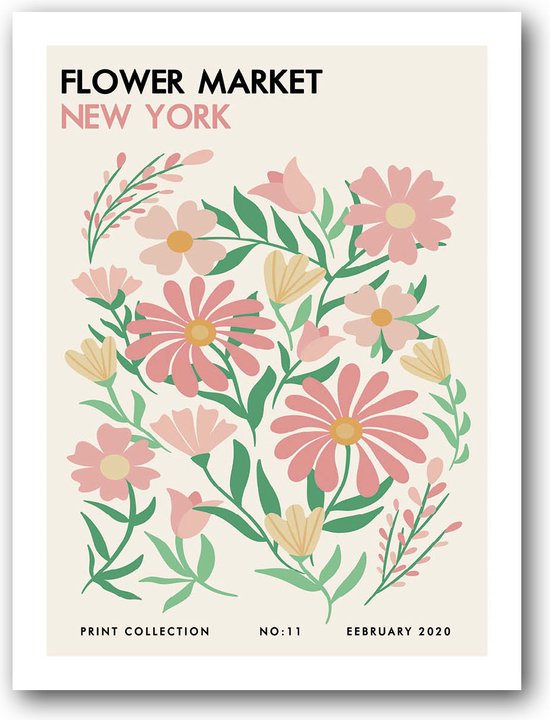 Flower Market | Velvet Art Print | 30x40 | Minimalistisch design | 12 designs