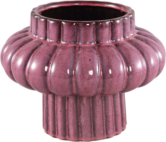 PTMD Sannee Red ceramic pot ribbed wide middle S