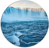 WallClassics - Dibond Muurcirkel - Goðafoss Watervallen in IJsland - 70x70 cm Foto op Aluminium Muurcirkel (met ophangsysteem)