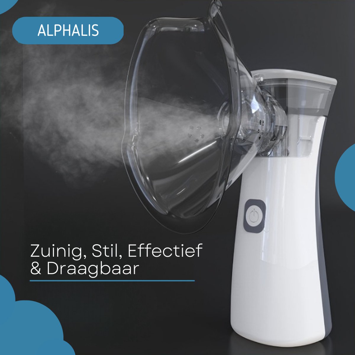 Alphalis VX100 Inhalator - Vernevelaar Inhalator – Inhalatieapparaat voor Kinderen en Volwassenen – Oplaadbaar - 2 modes – Helpt tegen Luchtwegaandoeningen - Incl. 3 mondstukken - Premium White Oplaadbaar