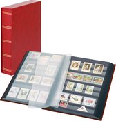 Lindner 1169SK Album de timbres incl. Cassette - Rouge - grand format - 30/60 pp. pages noires - deluxe - matelassé Timbres - album de stock - encart - compact - livre de stock