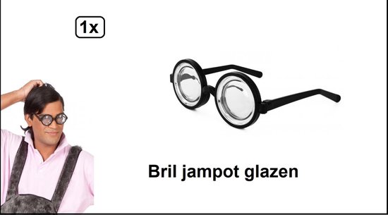 Jampot bril met dikke glazen - carnaval thema feest fun festival brillen  party | bol.com
