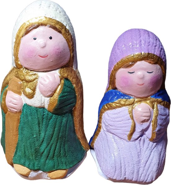 Joseph et Marie - Figurines - Plâtre 14 cm.