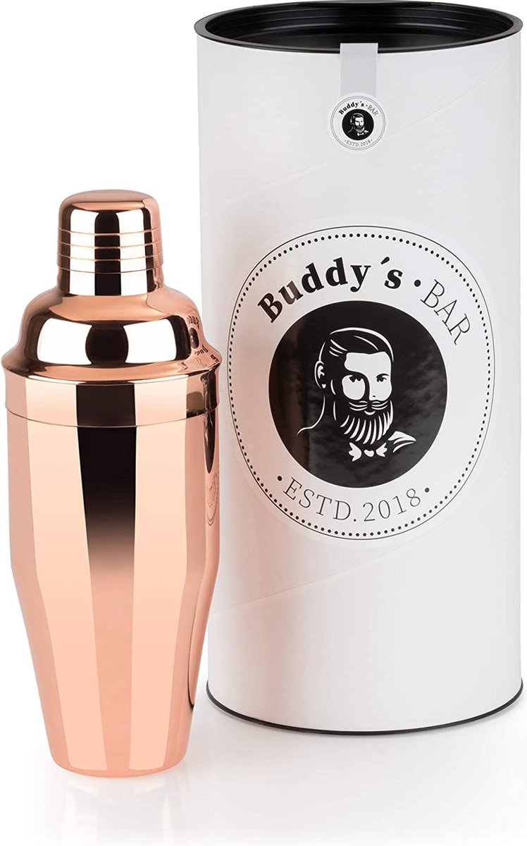 Buddy's Bar Classic cocktailshaker - bar shaker met zeef - 700 ml - RVS antieke afwerking