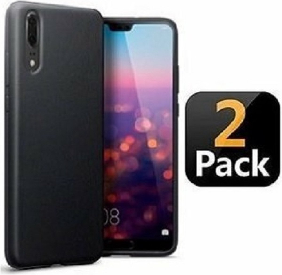 Huawei P20 Hoesje TPU Siliconen Zwart 2x