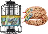 Bûten Gift - Cage feeder voor pinda's met 2 pindanetjes 700GR (2 x 350GR) - Startersset voederen van tuinvogels