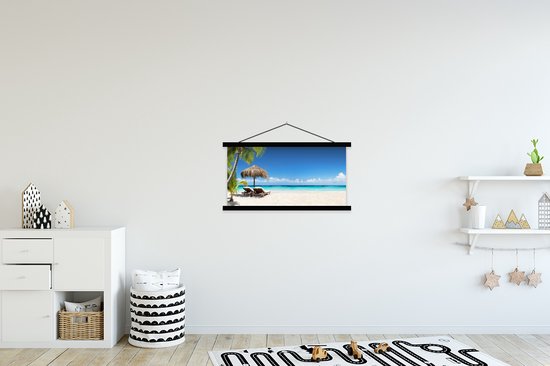 Affiche scolaire - Plage - Parasol - Mer - 90x45 cm - Lattes noires